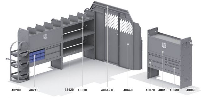 HVAC Shelving Package for Ford Transit - 130-in WB - Low Roof