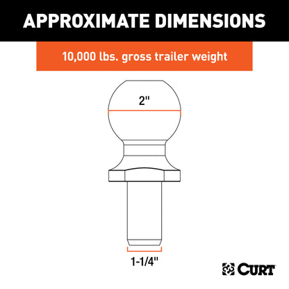 CURT Replacement SecureLatch 2" Pintle Ball (10,000 lbs, 1-1/4" Shank) - 48420