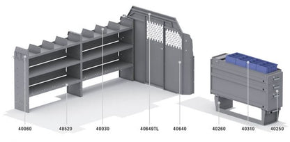 EZ General Service Shelving Package for Ford Transit - 148-in WB - Low Roof
