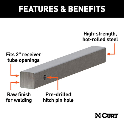 CURT 2" x 18" Raw Steel Hitch Bar - 49533