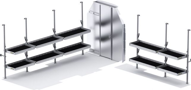 Folding Shelves Package for Ford Transit - 148-in WB Ext - High Roof