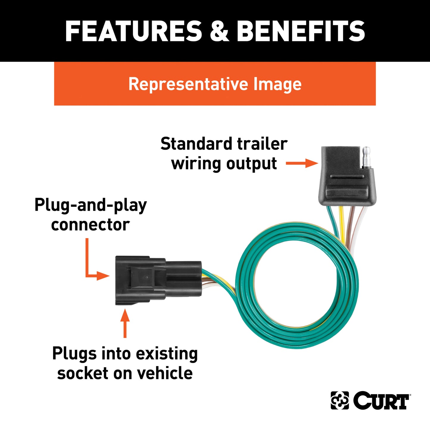CURT Custom 4-Flat, Select Ford F-250, F-350 Super Duty, OEM Tow Package Required - 55265