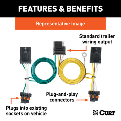 CURT Custom Wiring, 4-Flat, Select Chevy Express, GMC Savana 1500, 2500, 3500, 4500 - 55540