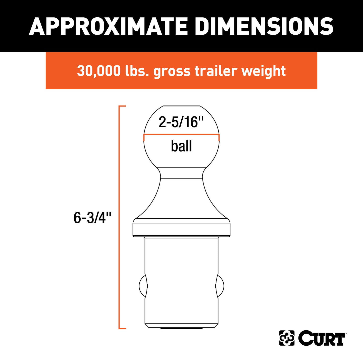 CURT OEM Puck System 2-5/16" Gooseneck Ball, Ram (30K) - 60601