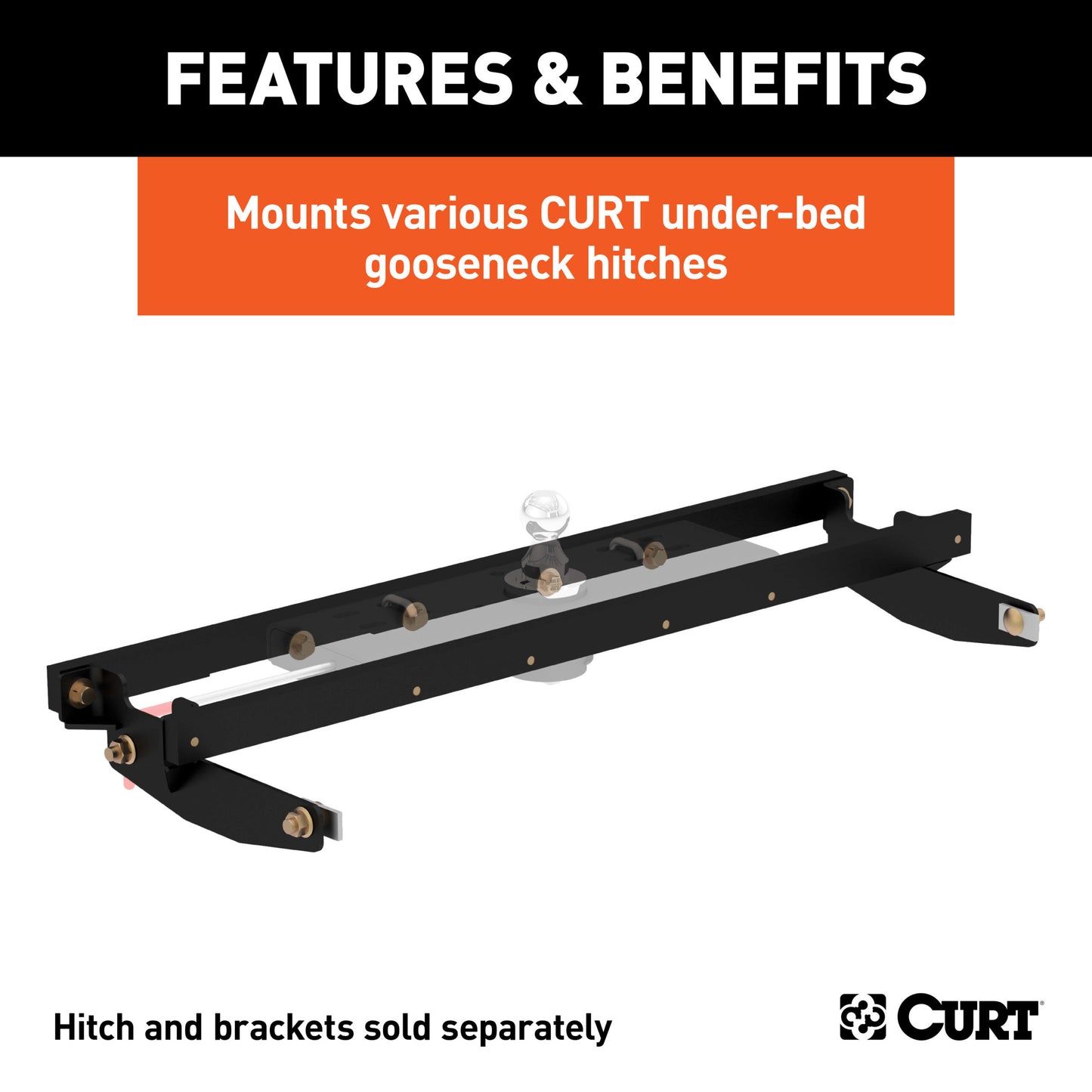 CURT Double Lock Gooseneck Installation Brackets, Select Silverado, Sierra 2500, 3500 - 60604
