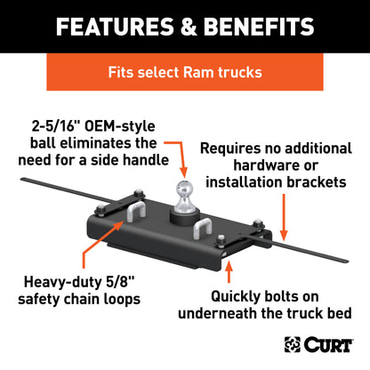 CURT OEM-Style Gooseneck Hitch, Select Ram 2500 - 60614