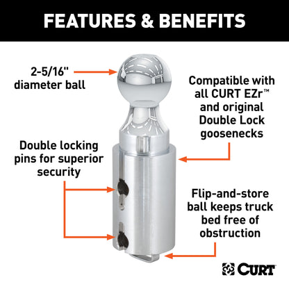 CURT Double Lock 2-5/16" Gooseneck Ball - 60616