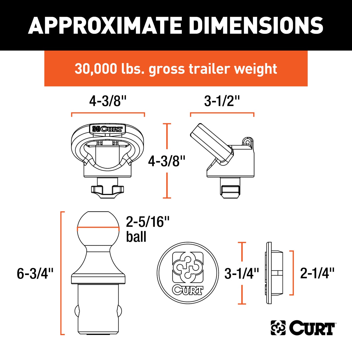 CURT OEM Puck System 2-5/16" Gooseneck Kit, Ram (30K) - 60618