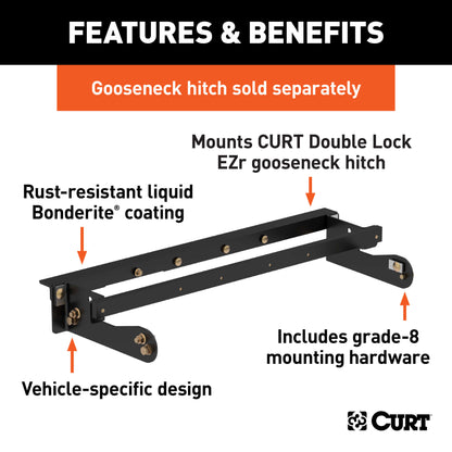 CURT Double Lock EZr Gooseneck Install Brackets, Select Silverado, Sierra 2500, 3500 - 60624
