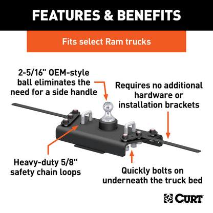 CURT OEM-Style Gooseneck Hitch, Select Ram 3500 - 60626