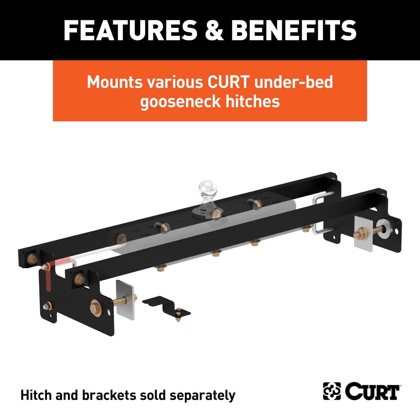 CURT Double Lock Gooseneck Installation Brackets, Select Silverado, Sierra 1500 - 60632