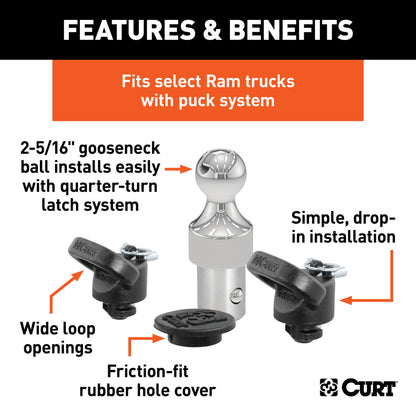 CURT OEM Puck System 2-5/16" Gooseneck Kit, Ram (38K) - 60638
