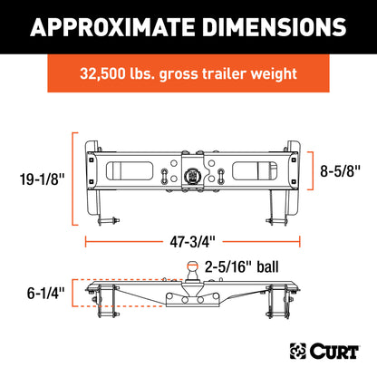 CURT OEM-Style Gooseneck Hitch, Select Chevrolet Silverado, GMC Sierra 2500, 3500 HD - 60642