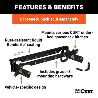 CURT Under-Bed Gooseneck Installation Brackets, Select Ford F-250, F-350, F-450 - 60644