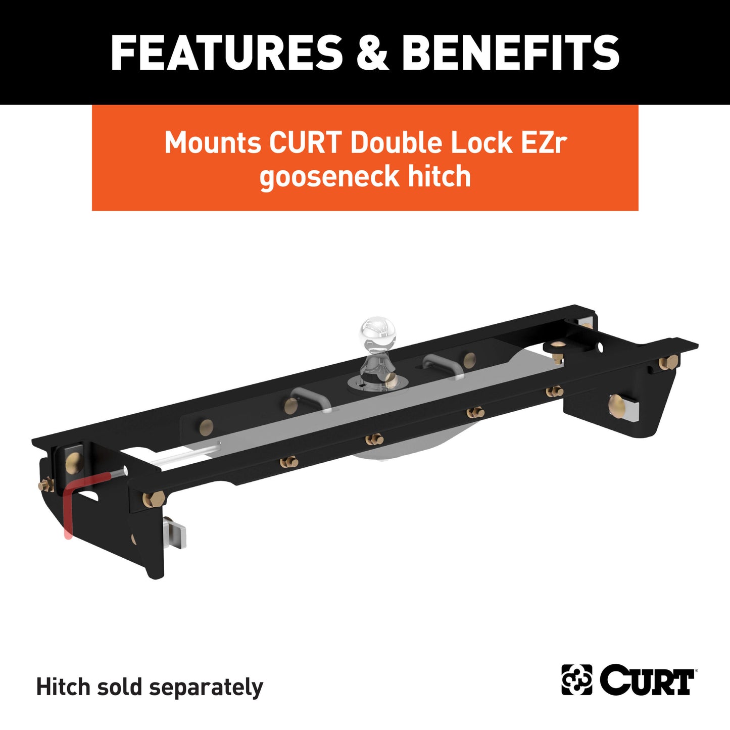 CURT Double Lock EZr Gooseneck Installation Brackets, Select Ford F-250, F-350 - 60645