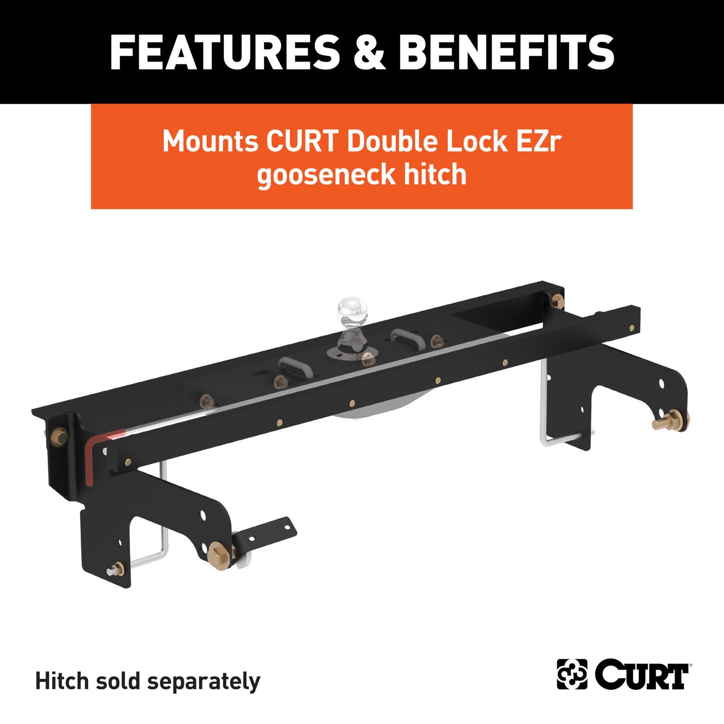 CURT Double Lock EZr Gooseneck Install Brackets, Select Silverado, Sierra 2500, 3500 - 60648