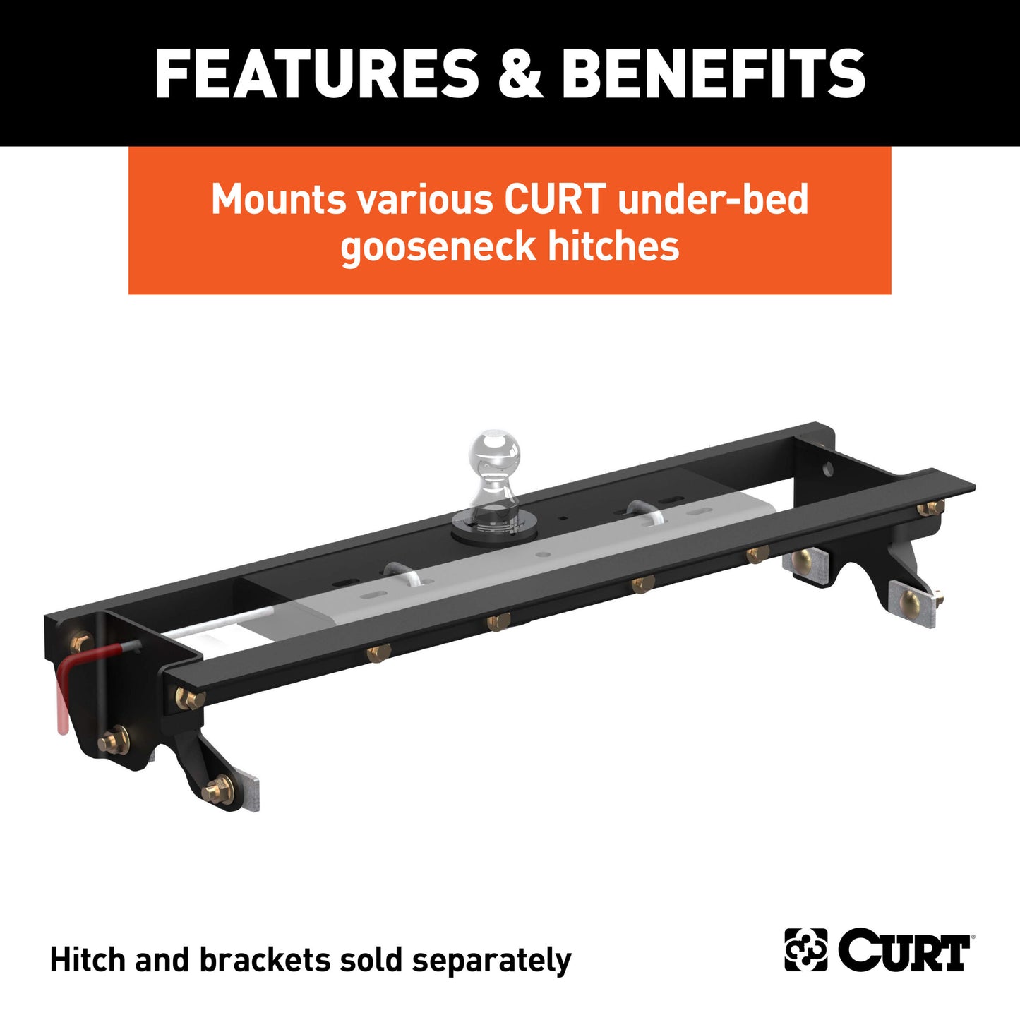 CURT Double Lock Gooseneck Installation Brackets, Ford F-150 (2015-2023) - 60649