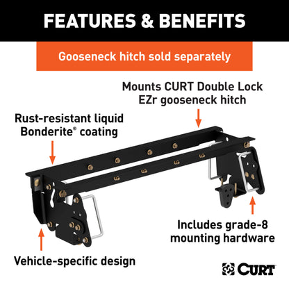 CURT Double Lock EZr Gooseneck Installation Brackets, Select Dodge, Ram 2500, 3500 - 60660