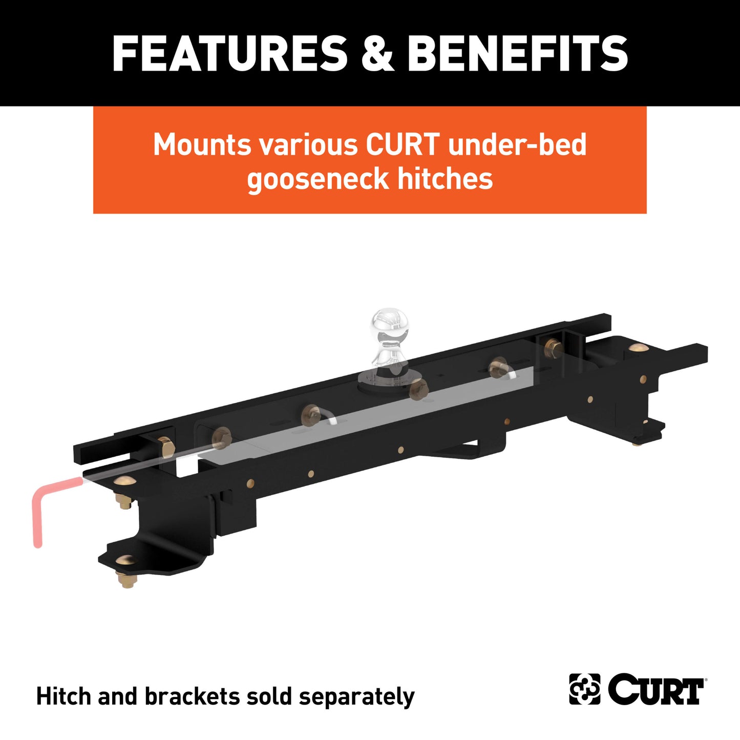 CURT Double Lock Gooseneck Installation Brackets, Select Toyota Tundra, 6.5-Foot Bed - 60667