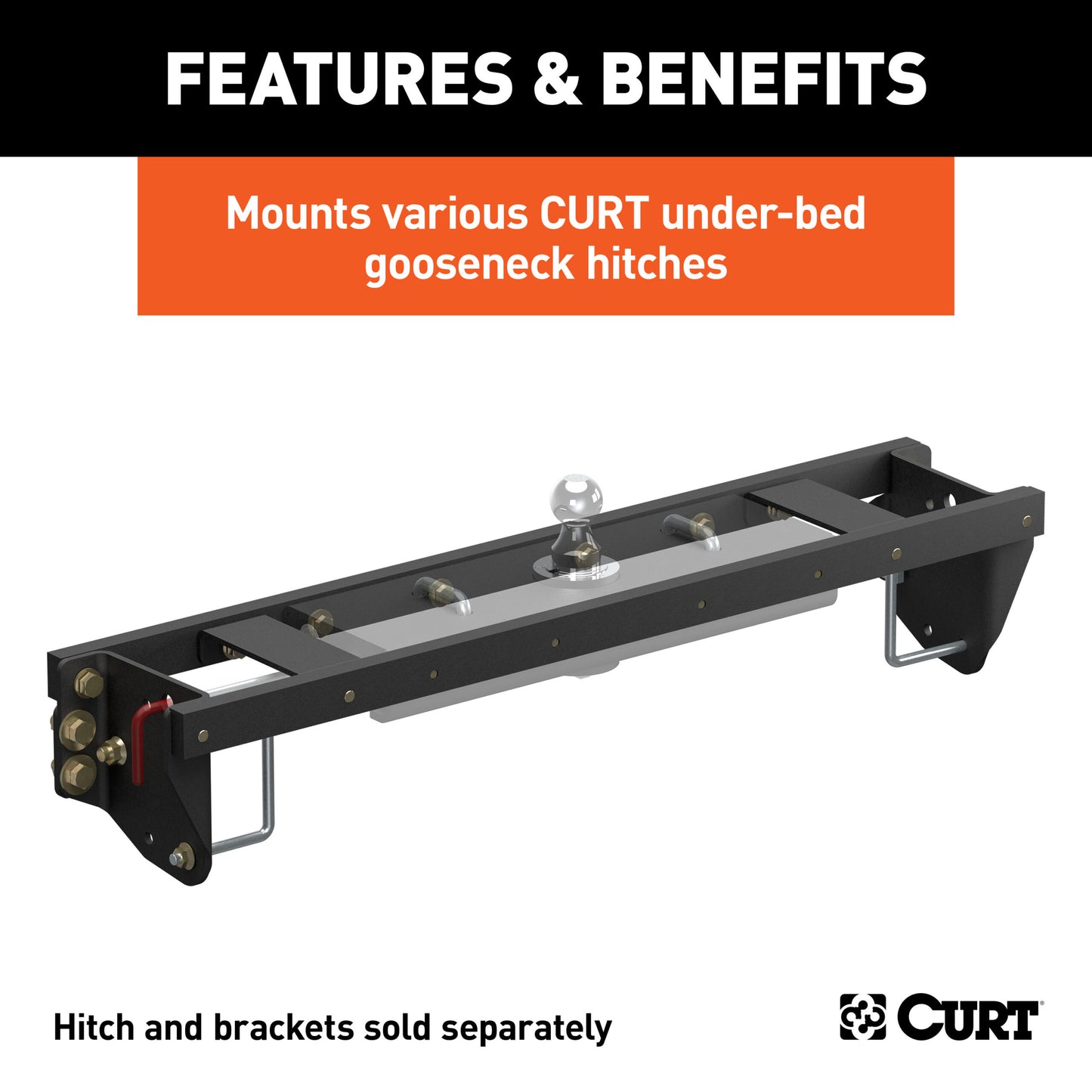 CURT Double Lock EZr Gooseneck Install Brackets, Select Silverado, Sierra 2500, 3500 HD - 60701
