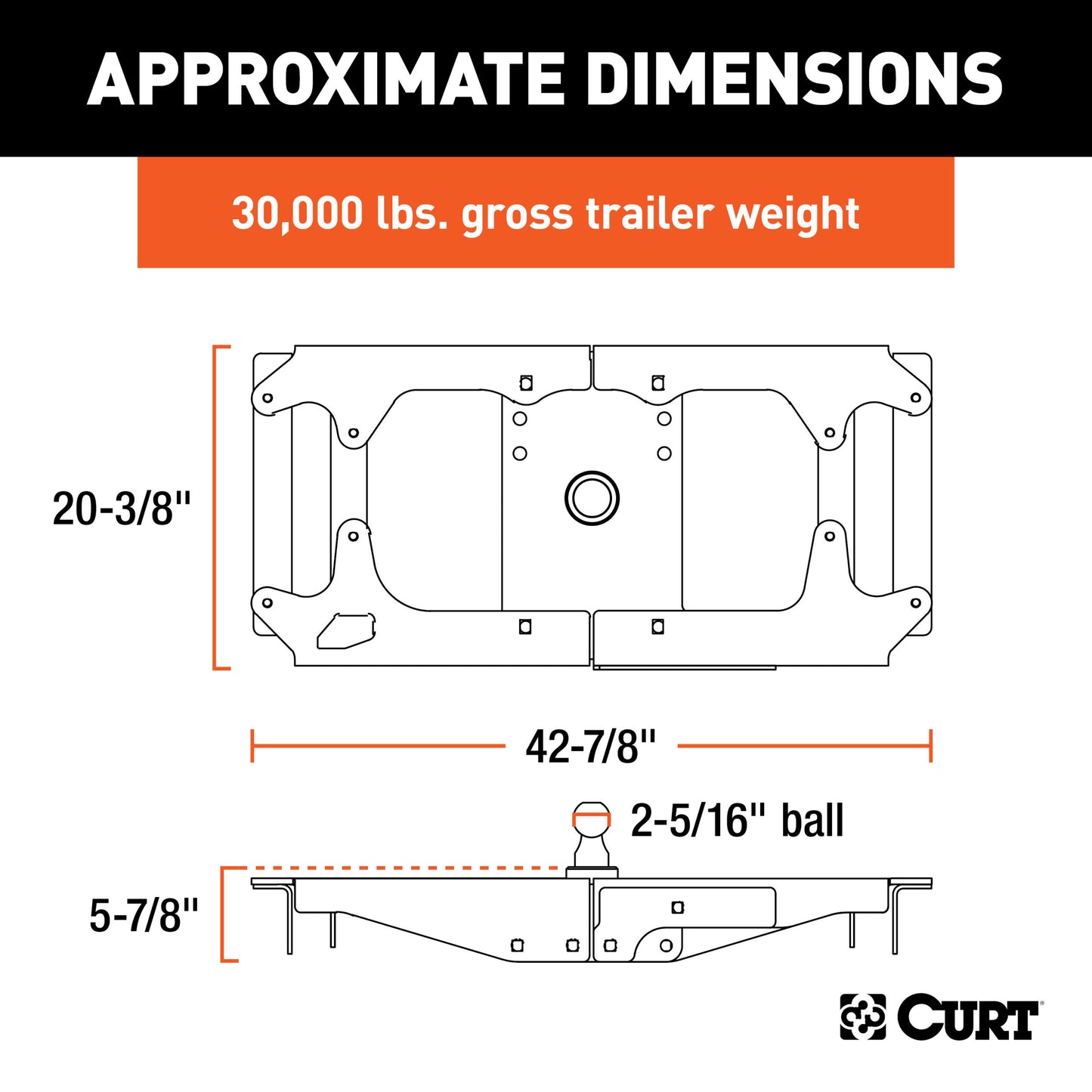 CURT OEM-Style Gooseneck Hitch, Select Ford F-250, F-350, F-450 Super Duty - 60702