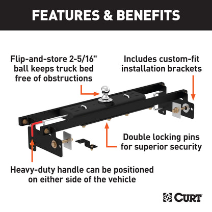 CURT Double Lock Gooseneck Hitch Kit with Brackets, Select Silverado, Sierra 1500 - 60711