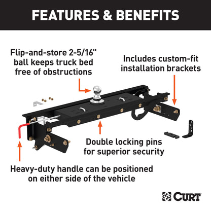 CURT Double Lock Gooseneck Hitch Kit with Brackets, Select Ford F-250, F-350, F-450 - 60720
