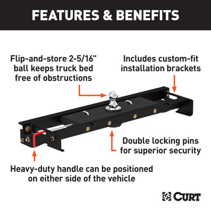 CURT Double Lock Gooseneck Hitch Kit with Brackets, Select Ford F-150 - 60721