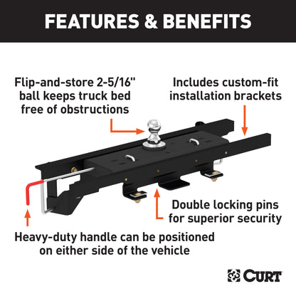 CURT Double Lock Gooseneck Hitch Kit w/ Brackets, Select Dodge, Ram 1500 Coil Springs - 60730