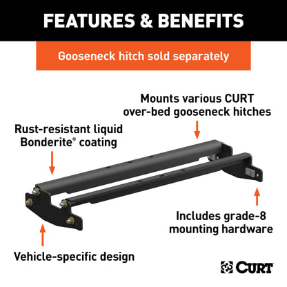 CURT Over-Bed Gooseneck Installation Brackets, Select Silverado, Sierra 2500, 3500 HD - 61301