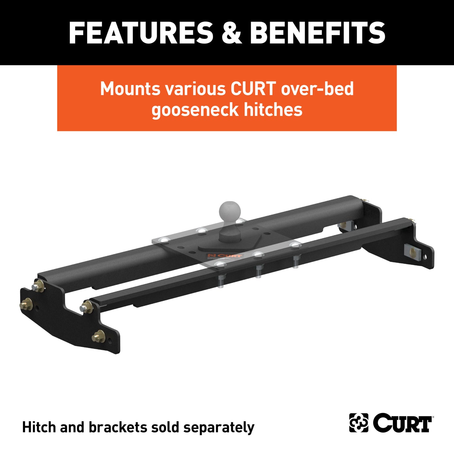 CURT Over-Bed Gooseneck Installation Brackets, Select Silverado, Sierra 2500, 3500 HD - 61301