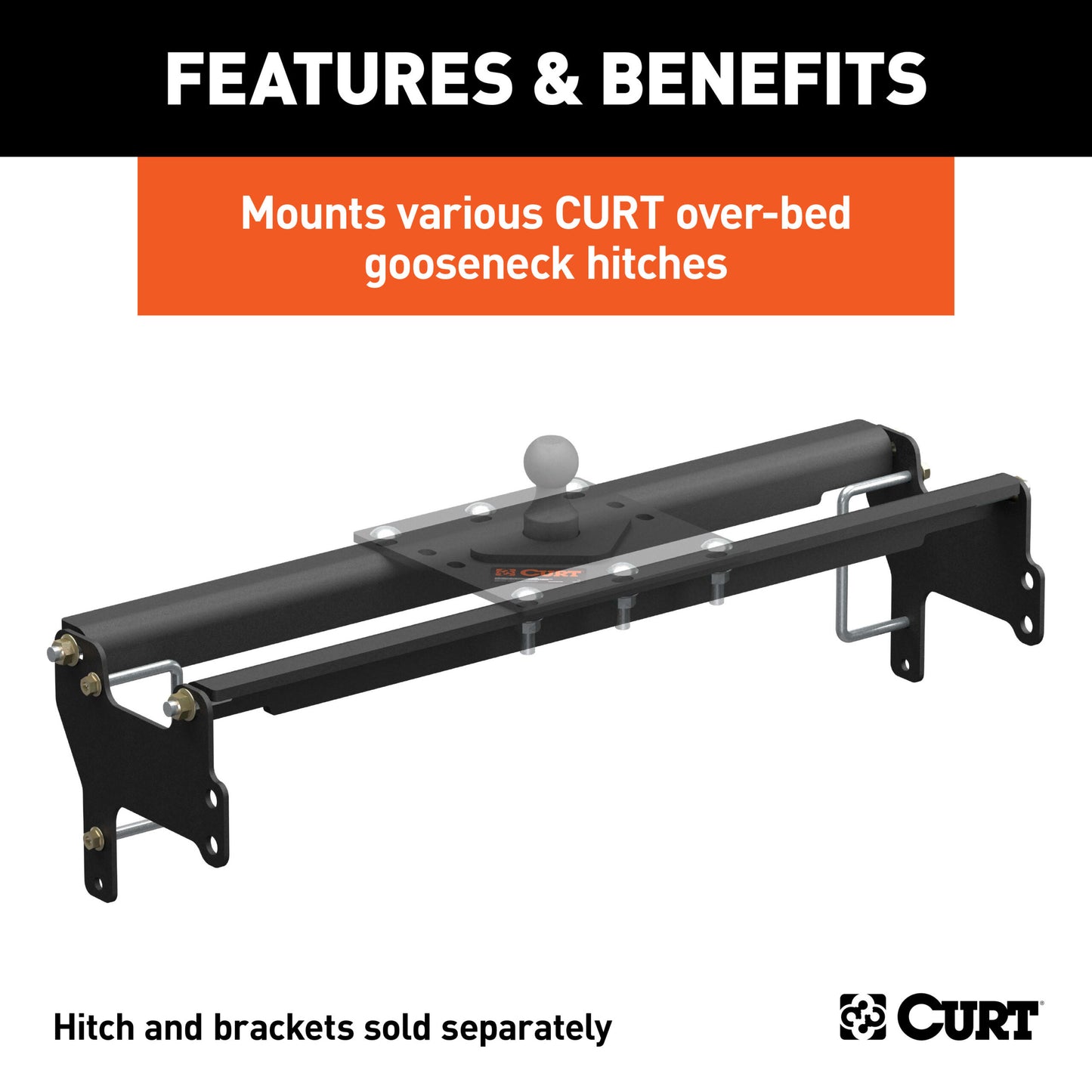 CURT Over-Bed Gooseneck Install Brackets, Select Silverado, Sierra 1500, 2500, 3500 - 61341