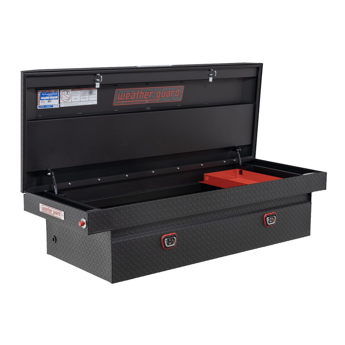 Weather Guard 617 accessory tray in open saddle box