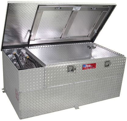 RDS 50-Gallon Treadplate Aluminum Transfer Tank and Toolbox Combo with 8 GPM Pump - 48-in x 20-in x 22.75-in - 74724