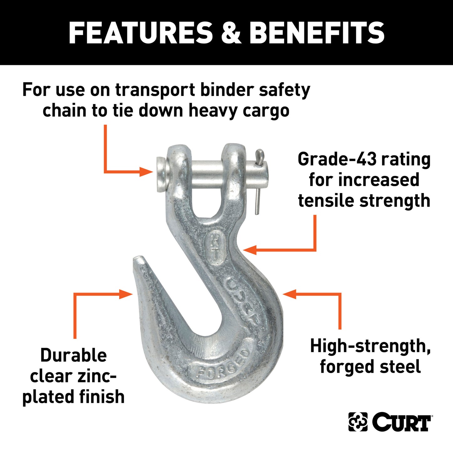 CURT 3/8" Clevis Grab Hook (5,400 lbs, 1/2" Pin) - 81350