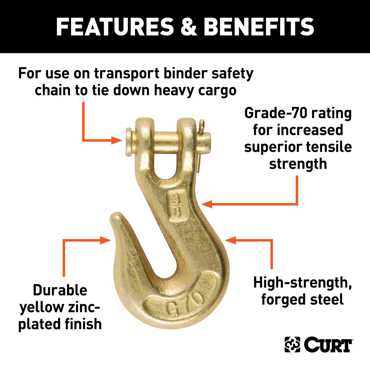 CURT 3/8" Clevis Grab Hook (6,600 lbs, 1/2" Pin) - 81438