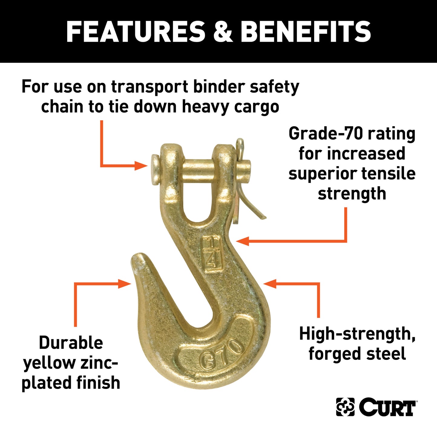 CURT 1/4" Clevis Grab Hook (3,150 lbs, 3/8" Pin) - 81502