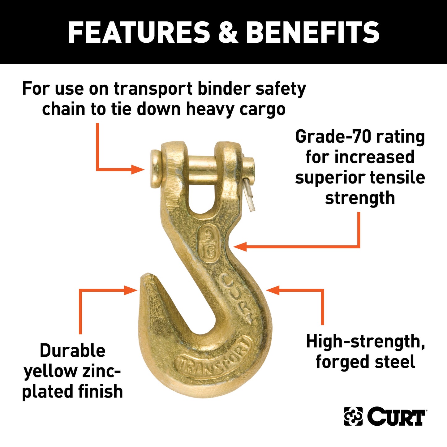 CURT 5/16" Clevis Grab Hook (4,700 lbs, 7/16" Pin) - 81503