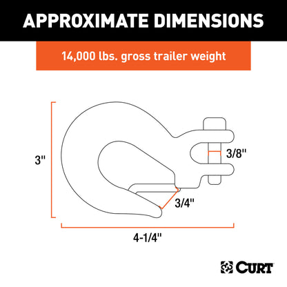 CURT 5/16" Safety Latch Clevis Hook (14,000 lbs, 3/8" Pin) - 81550