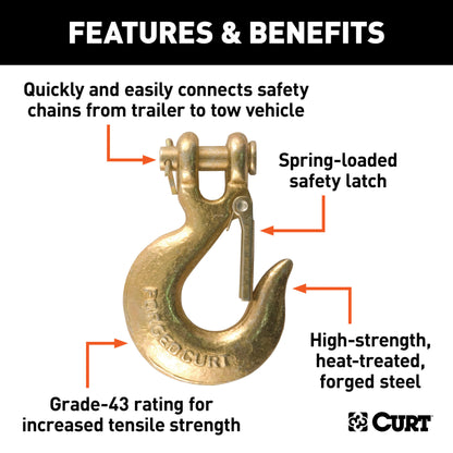 CURT 5/16" Safety Latch Clevis Hook (14,000 lbs, 3/8" Pin) - 81550
