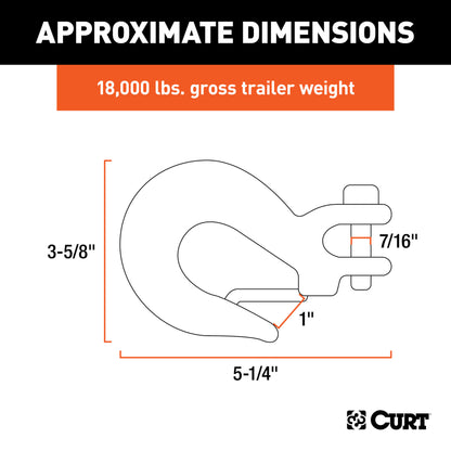 CURT 3/8" Safety Latch Clevis Hook (18,000 lbs, 7/16" Pin) - 81560