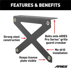 ARIES Pro Series Grille Guard License Plate Bracket - 85-0000