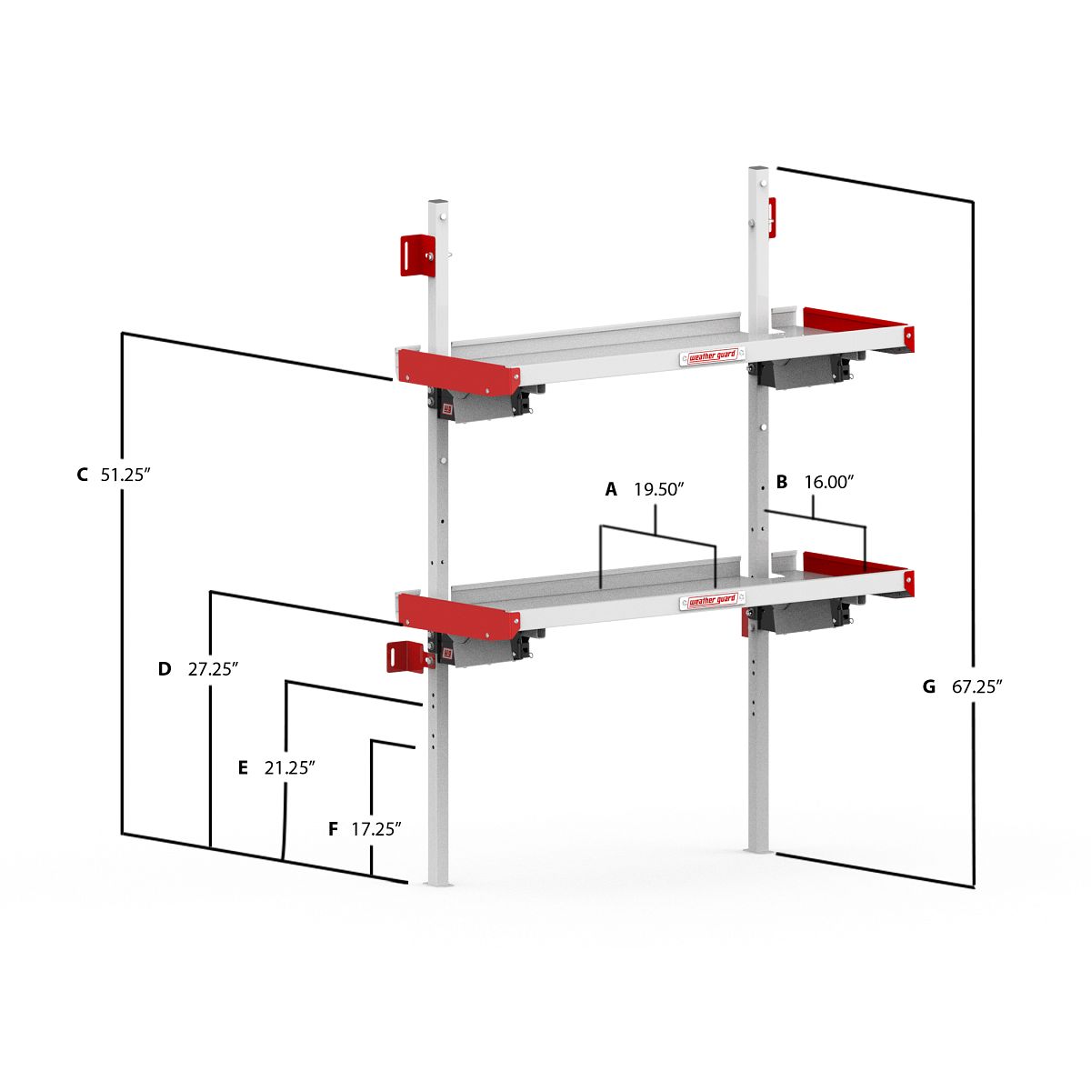 Weather Guard Cargo Van Folding Shelves Kit - 60-in W x 19-in D - 9560-3-01