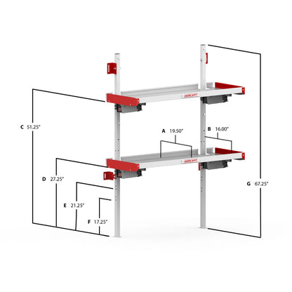 Weather Guard Cargo Van Folding Shelves Kit - 60-in W x 19-in D - 9560-3-01