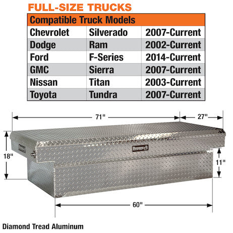 Buyers Products 71-in x 18-in x 27-in Diamond Tread Aluminum Crossover Truck Box - 1709420