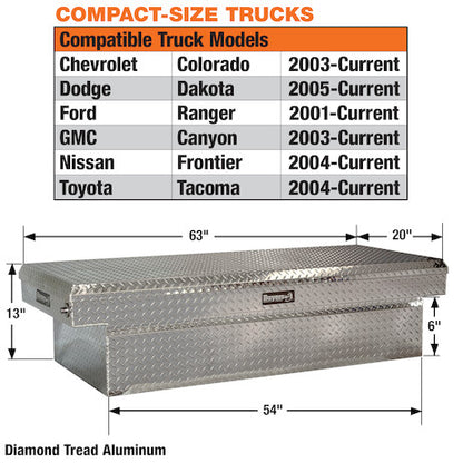 Buyers Products 63-in x 13-in x 20-in Diamond Tread Aluminum Crossover Truck Tool Box - 1709430