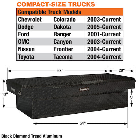 Buyers Products 13x20x63-in Gloss Black Diamond Tread Aluminum Crossover Truck Tool Box - 1729430