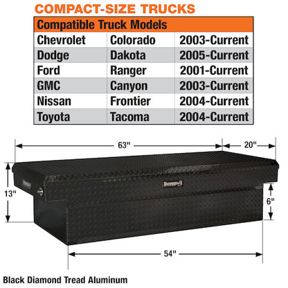 Buyers Products 13x20x63-in Gloss Black Diamond Tread Aluminum Crossover Truck Tool Box - 1729430