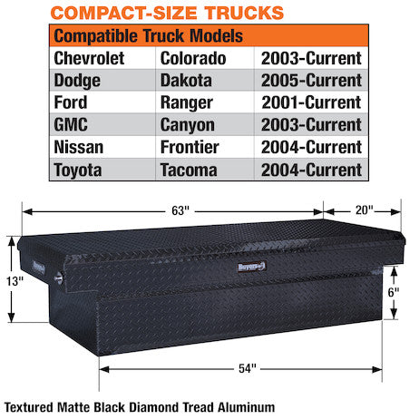 Buyers Products 63-in x 13-in x 20-in Textured Matte Black Diamond Tread Aluminum Crossover Truck Tool Box - 1739430