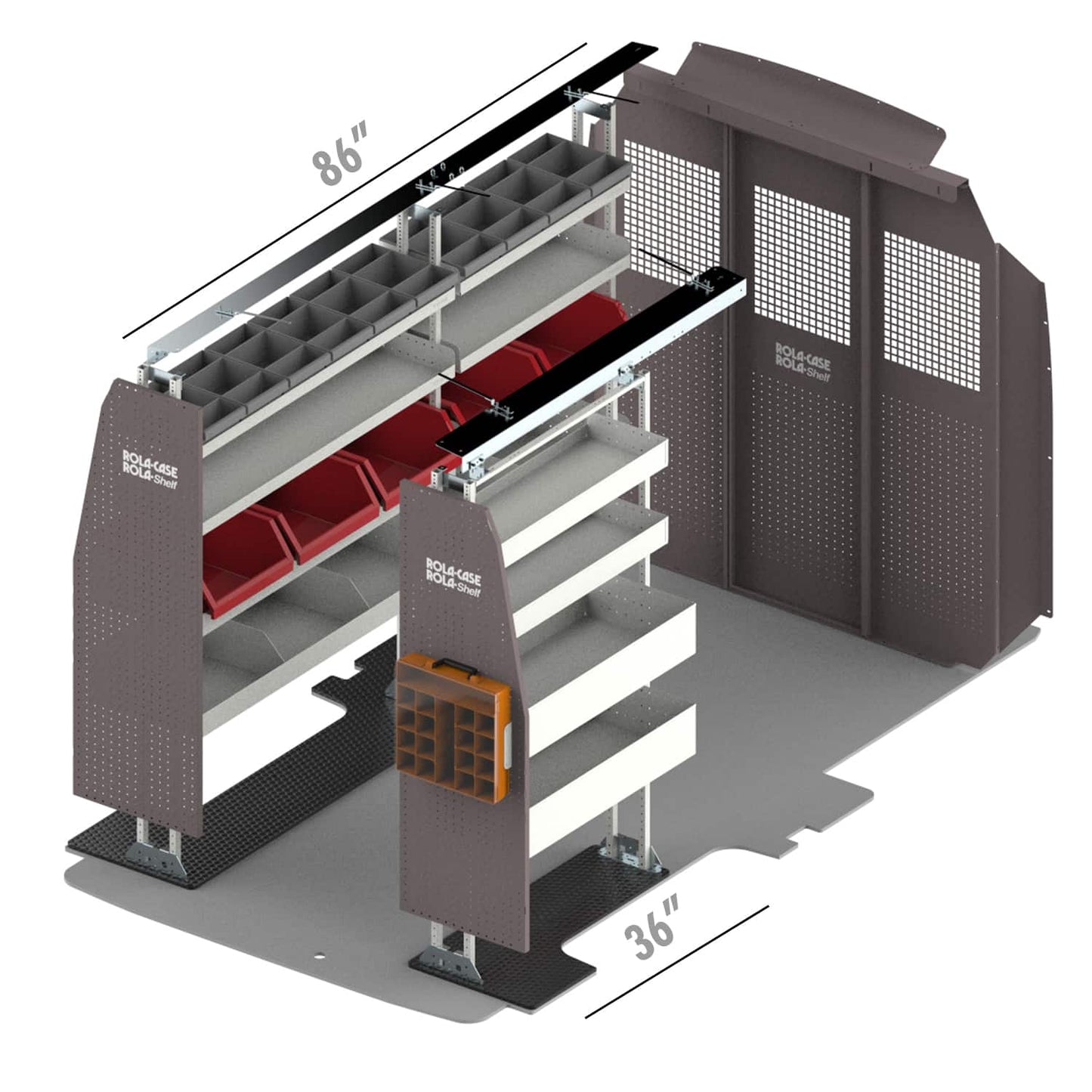 Rola-Case America's Most Popular Bin Package for Ford Transit - 130-in WB - Mid Roof